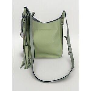 JEN & CO LUCINDA  SQUARE‎ CROSSBODY PURSE WITH TASSEL LIME GREEN VEGAN LEATHER